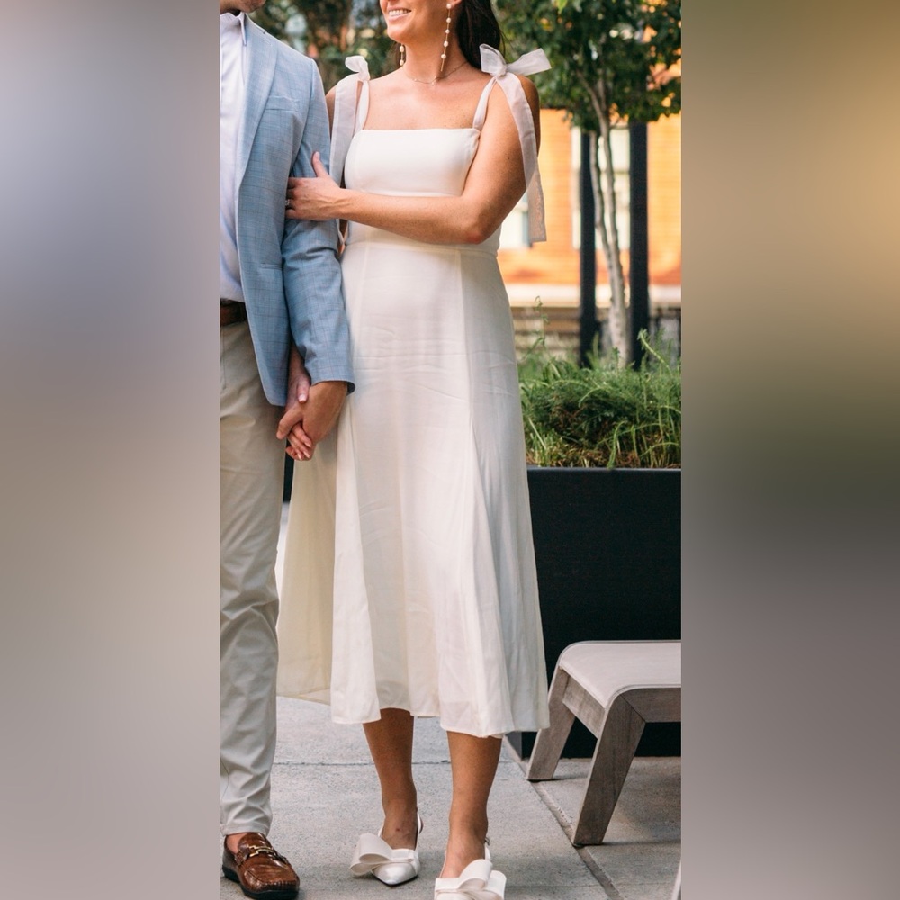 Few Moda White Midi Dress with Bow Straps